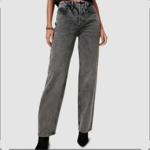 Good American Sz 27W Good Icon Black Stone Wash Straight Leg Denim Jeans